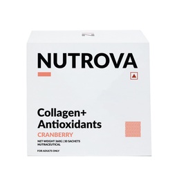 NUTROVA Collagen+Antiossidanti Supplemento - di polvere di collagene marino per uomini e donne, aumenta l'idratazione della pelle, riduce il danno della pelle, sostiene la pelle sana, aria e unghie, mirtillo, 1 conteggio, 30 Serve