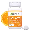 EZ Melts Dissolvable Folate 1.667 mcg, L-metilfolato, Sugar-Free, Alimentazione 2-Month - 1 Pack