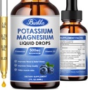 Potassio Magnesio Supplemento - Alto Assorbimento Magnesio Complesso 500mg & Potassium 99mg Plus Calcium, Vitamina D3, Zinco, Zucchero Gocce Supplemento per Gambe, Energia, Metabolismo (Blueberry)