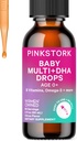 Piccole gocce di Multivitamina del bambino di maiale rosa, gocce di vitamina del bambino e del bambino con DHA, vitamina C, D, B12 e Choline per sostenere la salute del cervello e la funzione immunitaria - 2 fl oz, 2 mesi di alimentazione