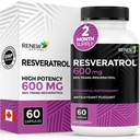 Renew Actives Resveratrol Supplement 600mg per Serving - High-Potency Antioxidant Complex con 50% Trans-Resveratrolo – Supporta la salute cellulare e la longevità - Made in Canada – 60 capsule vegan