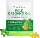 Olio di origano con olio di semi neri, olio di origano Softgels 6000mg per porzione,2 in 1 Formulato con olio di semi neri 200mg, olio di origano organico, senza glutine, senza polvere, 120 conte(1 confezione)