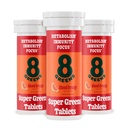 8Greens Supergreens Tablet | Super Greens Powder Superfood Tablet, Metabolismo Immunity & Focus, Daily Greens Effervescent Tablets, Organic: Aloe Vera, Spirulina, Chlorella, Blood Orange, 30 Servings