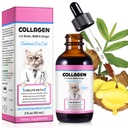 Collage per Gatti, Gocce liquide per Gatti con Biotina, MSM & Ginger Digestive & Immunity Support, Itch Relief, Skin & Coat e Joint Health, Cat Supplement 60ml