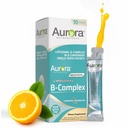 Aurora Nutrascience Mega-Liposomal B-Complex + Vitamina C, Supporta l'energia, Immune & Nervous System Health, Gluten Free, Non-OGM, Sugar-Free, Arancio Flavor, 10 Single Serve Packets