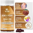 Vegan Calcium Gummies K2 Integratore di vitamina con MK-7 & Vitamina D3, Magnesio & 13 Minerali di Trace, Sostenere la Densità di Bone | Plant Based | B12 - Bone & Heart Complex, 60 ct.