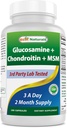 Best Naturals Glucosamine Chondroitin e MSM (Non OGM) - promuove la salute comune - 180 Conte