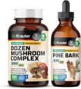 BIO KRAUTER Dozen Mushroom 100 Capsule &amp; Pine Bark Tincture 4 Fl. Oz.