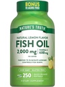 Nature's Truth Fish Oil 2000 mg | 600 mg Omega 3 | 250 Softgels | Natural Lemon Flavor | Non OGM e Gluten
