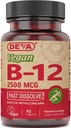 Deva Vegan Vitamine B-12, Alta Potenza 2500 mcg B12, Dissolve veloce, Sublingual, 90 compresse (Pack of 3)