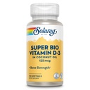 SOLARAY Super Bio Vitamin D3 in olio di cocco - D3 Vitamina 5000 IU - Integratore di supporto per la salute e l'immune - Lab Verificato, Soia Made Wtihout, Garanzia di 60 giorni - 120 Softgels, 120 Serve