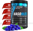 Premio VASOBLITZ che vince il doppio ossido nitrico pre allenamento con NO3T Arginina Nitrato, L-citrullina, Betaina anidra, Lattato di calcio,Caffeina Free per l'endurance muscolare (30 Serving) (Blue Raspberry)