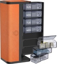 7-Giorni AM/PM Pill Organizer con Scratch-Resistant Leather Case - Portable Weekly Travel Medicine Box con Detachable Daily Pods & Privacy Design (Bright Orange)