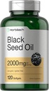 Horbaach Black Seed Oil Cold Pressed Softgel Capsule | 2000mg | 120 Count | Supplemento con Omega 6 e 9 | Nigella Sativa | Non OGM e Gluten Free