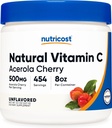 Vitamina Naturale Nutricost C - Polvere di Ciliegia Acerola 0.5 LB - Gluten Free & Non OGM