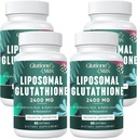 8-in-1 Glutathione Liposomal 2400 MG, formula antiossidante ad alto assorbimento – con acido ialuronico, acido alfa-lipoico, resveratrolo - pelle, detox e sistema immunitario del fegato, 240 Softgels