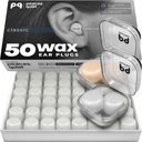 PQ Wax Ear Plugs for Sleeping, Nuoto - 50 Noise Cancelling Silicone Gel Wax Earplugs, Protezione dell'orecchio per il sonno e lo snodo, Cuscino morbido in cera con il livello di blocco del suono 32Db, (50 cuscini), Colore: Bianco