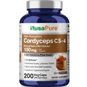 NusaPure Cordyceps 20:1 Estratto, 150 mg Equivalente a 3.000 mg 200 capsule vegetali (Sinensis CS-4, Non OGM, Vegan) Bioperine
