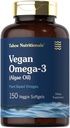 Carlyle Vegan Omega 3 Supplemento | 150 Softgels | da Algae Oil | Non-GMO & Gluten Free | by Tahoe Nutritionals