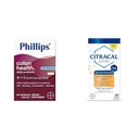 Phillips' Colon Health Daily Probiotic Capsule, 4-in-1 Symptom Defense & Citracal Slow Release 1200, 1200 mg di calcio Citrato e Calcium Carbonate Blend