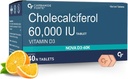 Vitamina D3 60000 IU Generico - Chewable Cholecalciferol Vitamina D Supplemento per Donne & Uomini - 40 compresse, Nautral