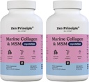 Polvere di peptidi di collagene marino di principio Zen con supplemento OptiMSM®. Clinicamente testato per il supporto della pelle. Pesce selvatico, non OGM. 420 capsule.