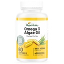 Vegan Vitality Vegan Omega 3 Supplemento - 60 piante a base di alghe olio morbido gel acidi grassi essenziali con DHA Vegan per il supporto comune, cuore e immunitario senza EPA