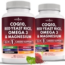 NUOVO AGE COQ10 200mg Riso rosso lievito 3000mg Omega 3-6-9 3000mg Magnesio Complesso 500mg Zinco Vitamina K2 D3 - Vitamine per le donne e gli uomini con vitamina B3, Coenzima Q10-120 Conte