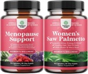 Bundle di Menopause Supplemento per Flash Caldi con Dong Quai Vitex Chaste Berry & Black Cohosh & Extra Strength Saw Palmetto per le donne 500mg - DHT Blocker Perdita dei capelli Supplemento con Maca Root & Biotin