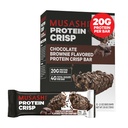 MUSASHI Protein Crisp Bar, 20g Protein, 4g Total Sugars, Chocolate Brownie, Post Workout e Snack On The Go, 12 Pack of 2.1oz (60g) Bar
