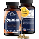 Quinino per Gambe Crampe 1000 mg - 110 capsule - Cinchona Bark Extract Supplement - Quinine Capsules - Vegan, Non - OGM