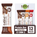 Estendere barre di proteine senza zucchero, snack diabetici perfetti, alta proteina e fibra, controllo della fame & energia pulita, basso carbo, Keto Friendly (12 conte, pacchetto di varietà)