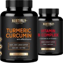 Vitamina B Complesso e curcumina currica - Contiene tutte le vitamine B essenziali - B1, B2, B3, B5, B6, B7, B9, B12 e Biotina - Integratori erboristici ad alto assorbimento 1300mg per Joint, Hearth Health