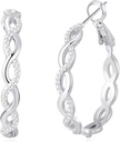 Orecchini pendenti in argento 925 cerchi per le donne orecchini a cerchio con zirconi Cubic zirconi Orecchini anallergici (20/30/40/50/60MM)