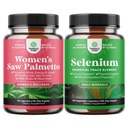 Bundle di palmetto segato extra-forza per le donne e supplemento di supporto della tiroide del selenio puro - DHT Blocker che brucia le vitamine dei capelli per la perdita dei capelli - Supplemento antiossidante e Booster immunitario naturale