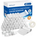 LotFancy Gauze Rolls, 48 conte, 4 pollici x 4.1 Yards, Rolled Gauze Wrap, Conforming Stretch Bandage per la cura dei tessuti, forniture mediche per il primo soccorso