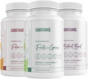 SUBSTANCE. 3-Pack Total Wellness Bundle: Sustenance della natura Frutta quotidiana e verdura (120 caps) + Fiber & Spices (240 caps) + Beetroot Boost (180 caps) - US Made, Vegan-Friendly