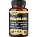 Estratto di Ashwagandha Capsule 7 ingredienti naturali 8050 mg - Blended Fenugreek, Maca, Turco, Rhodiola, Ginger & Black Pepper - Sonno, Spirito, Immune & Energy Support - Alimentazione a 5 mesi