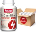 Jarrow Formulas L-Carnitine 500 mg - 100 Veggie Licaps - Cofattore importante per la produzione di energia (ATP) da grassi - Integratore alimentare - Vegan - Fino a 100 Serve, Confezione da 12