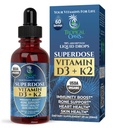 USDA Organic Liquid Vitamin D3 K2 Gocce per adulti | Superdose 8000IU Pure Vitamin D3 | 60 Serv | Vitamina D K2 Supplemento per il supporto immunitario & Bone Salute | 98% Assorbimento | Vegan, Non OGM | 2 Fl Oz