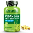 NATURELO Vegan DHA - Omega 3 olio da alghe - Supplemento per cervello, cuore, giunto, salute degli occhi - Fornisce acidi grassi essenziali per le donne, gli uomini e i bambini - Complementi Vitamine prenatali - 60 Softgels