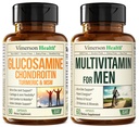 Glucosamina Chondroitin Turmeric MSM + Multivitamin 2-Bottle Supplement Bundle per Lui. Salute comune, Risposta infiammabile, Supporto immunitario, Proprietà antiossidanti