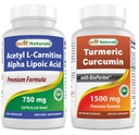 I migliori naturali Acetil L-carnitina e acido lipoico alfa 750 mg & curcumina turica 1500mg/serving con bioperina