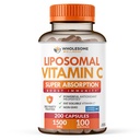 Intero benessere Liposomal vitamina C capsule (200 pillole 1500mg tamponati) ad alto assorbimento, Immune System & Collagen Booster, High Dose Fat Soluble Immunity Support Ascorbic Acid, Natural Vegan