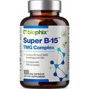 biophix Super B-15 100 Veggie Caps - Niacin Calcium Choline Inositol DMG TMG - Supporta livelli energetici dell'ossigeno sano