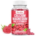 Calcio Magnesio Zinco Gummie con Potassio Vitamina C, B6, D3, K2 - Calcio per Donne & Uomini - Calcio Magnesio Zinco Integratore Multi Vitamina per Bones, Muscoli, Teeth, Calma Mood & Immunity - 60 Ct