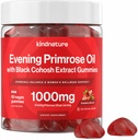 Kindnature Sera Primrose olio Gummies per le donne – 1000mg con l'estratto di Cohosh nero – bilancia ormonale, PMS & Menopause Support – Vegan, senza zucchero, Non OGM