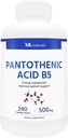 ML Naturals acido pantotenico B5 240 capsule vegetali. Metabolismo energetico, Nervous System Support, NSF-Certified & cGMP-Compliant