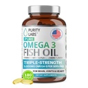 I laboratori di purezza Omega 3 Fish Oil 3000mg – DHA & EPA Omega 3 Integratori di acido grasso per sostenere la salute del cuore e del cervello - Integratore di supporto immunitario - 180 Softgels (60 Serve)