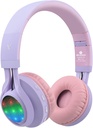 Cuffie Bluetooth Riwbox WT-7S Kids Light Up, cuffia senza fili pieghevole Stero, con microfono e controllo del volume, confortevole e durevole, per PC / Tablet / TV / viaggio (Purple)
